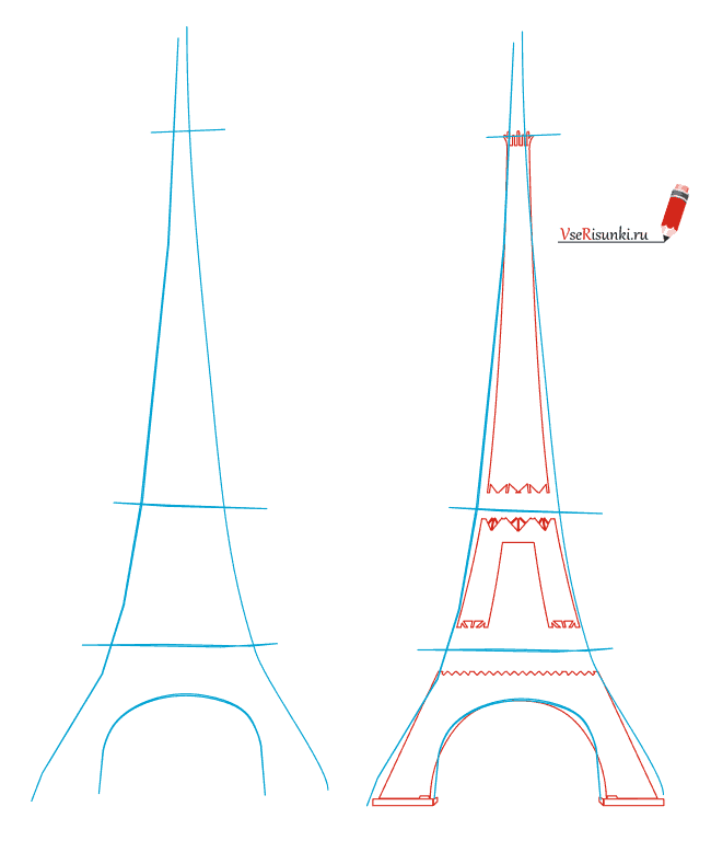 Видео урок как нарисовать эйфелеву башню